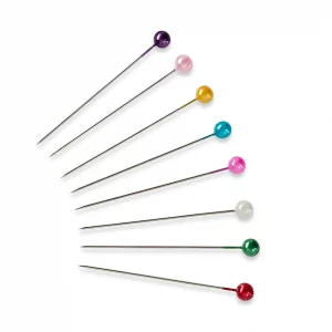 Pearl-headed pins 0.58 x 40 mm multi-colour assorted, card with box