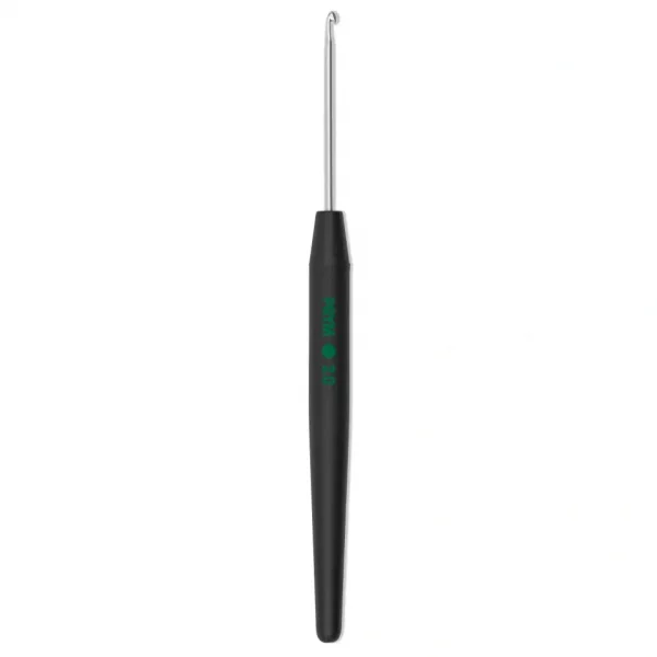 Soft-grip wool crochet hook, 14cm, 2.00mm, silver-coloured