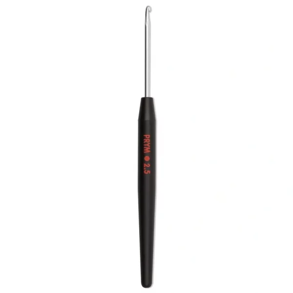 Soft-grip wool crochet hook, 14cm, 2.50mm, silver-coloured