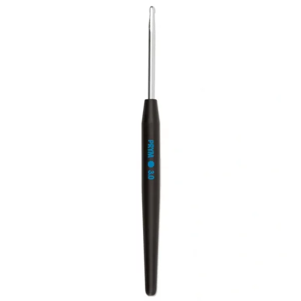 Soft-grip wool crochet hook, 14cm, 3.00mm, silver-coloured
