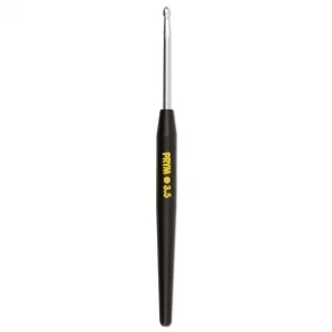 Soft-grip wool crochet hook, 14cm, 3.50mm, silver-coloured