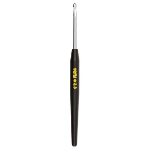 Soft-grip wool crochet hook, 14cm, 3.50mm, silver-coloured