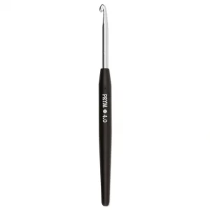 Soft-grip wool crochet hook, 14cm, 4.00mm, silver-coloured