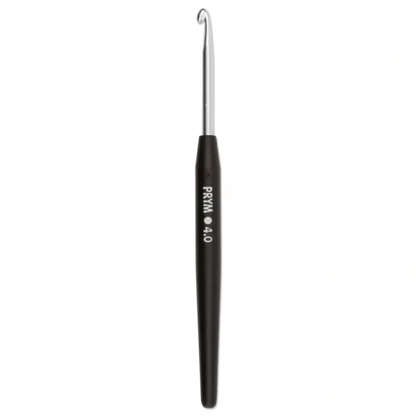 Soft-grip wool crochet hook, 14cm, 4.00mm, silver-coloured