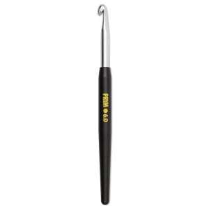 Soft-grip wool crochet hook, 14cm, 6.00mm, silver-coloured