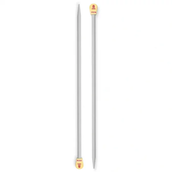 Single-pointed knitting needles, plastic, 35cm, 8.00mm, grey