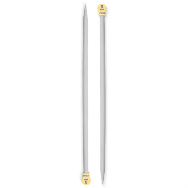 Single-pointed knitting needles, plastic, 35cm, 9.00mm, grey