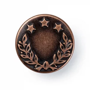Non-sew jeans buttons, laurel wreath, 17mm, old copper