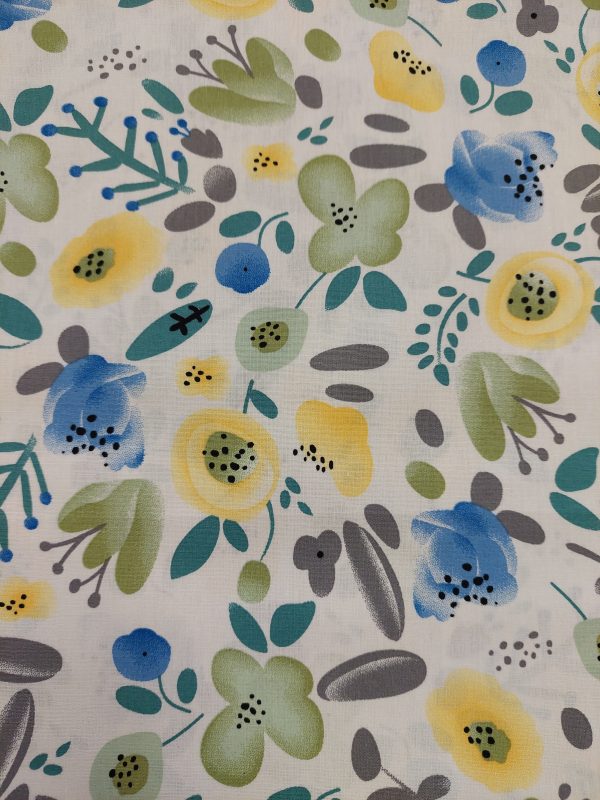 Cotton poplin prints/ blue/ white