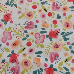 Cotton poplin prints/ pink/white