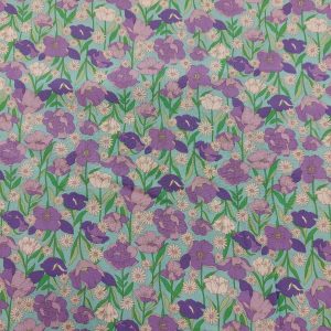 Cotton poplin prints/ purple flowers