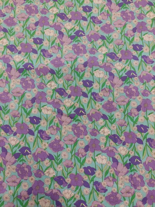 Cotton poplin prints/ purple flowers
