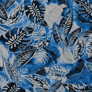 Cotton Rayon Print (PC2291) - Leaves Royal